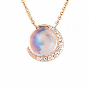 Collar con Colgante de Piedra Lunar Natural Chapado en Oro Rosa Unisex para Niños al por Mayor - Product Image 1