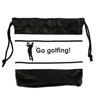 Pochette de golf personnalisée en cuir PU avec porte-tee et marqueur Blanc/Noir 20x21cm