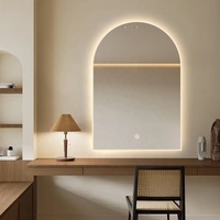 Miroir de salle de bain éclairé à cadre acrylique Arch avec interrupteur tactile Décoration de la maison pour salle de bain et hôtel