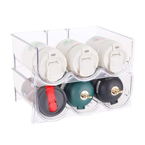 Nhựa trong suốt dọc lưu trữ giá Stackable chai nước hộp lưu trữ Văn phòng Phòng phòng khách Chai Phân loại thiết bị hộ gia đình - Product Image 4