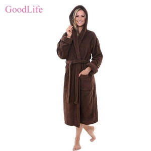 Luxury <strong>Hooded</strong> Terry Cloth <strong>Robes</strong> Women Cotton Sleepwear Shawl Collar Bathrobe With Hood - Product Image 3