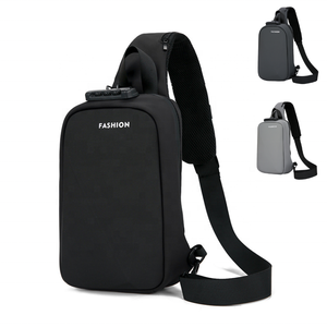 Thời Trang Chất Lượng Cứng Chống Trộm Khóa Mật Mã Không Thấm Nước Bên Trong Túi Quý Ông Kinh Doanh Crossbody Sling Sinh Viên Ngực Túi - Product Image 1