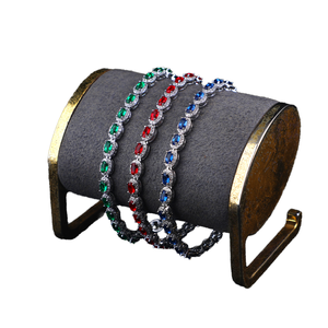 Pulsera china de alta calidad chapada en oro de 14 quilates para mujer, pulsera de tenis Esmeralda con eslabones de cadena - Product Image 1