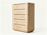 Commode étroite moderne Sageliving à 5 tiroirs, silhouette incurvée, poignées découpées, rangement pour chambre à coucher