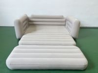 Ensemble de meubles gonflables portables gris de taille Queen Matelas pneumatique et 2 chaises longues à canapé coulissant avec fonction de rangement pour les invités