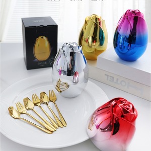 Thép không gỉ đám cưới tổ chức sự kiện muỗng và Ngã Ba Đặt món tráng miệng Cà Phê Trà muỗng dao kéo thiết lập trong vỏ trứng trường hợp - Product Image 4