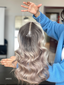 SHY Fashion - Topper de Cabello Humano Europeo Virgen para Mujeres Rubias con Raíces Oscuras, Base de Encaje, Frente de Encaje, Densidad 130%, Ruso 8*8 - Product Image 5