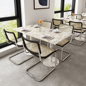 Set di mobili da ristorante Color pastello tavolo e sedie in cemento Rattan <span class=keywords><strong>Terrazzo</strong></span> - Product Image 2
