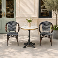 Fauteuil de bistrot français pour patio extérieur, en rotin PE, avec structure en alliage d'aluminium, chaise de salle à manger pour jardin et balcon
