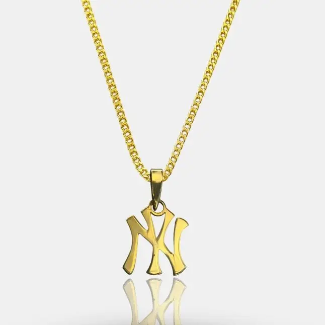 wholesale hot style 316l stainless steel baseball chain pendant necklace Sports Jewelry 18k Gold plated Pendant Necklace For Men