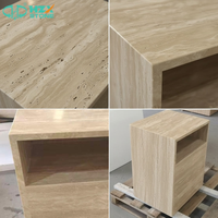 HZX Premium Pierre de marbre travertin beige clair, polie, moderne et sur mesure, pour cuisine, salle de bain, chevet, table basse, socle, villa