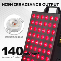 Panneau de luminothérapie rouge 95W, 60 LED à double puce, 660nm 850nm, dispositif de luminothérapie infrarouge, télécommande 3 modes, OEM ODM