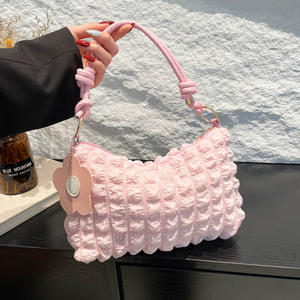 <span class=keywords><strong>Sac</strong></span> sous le bras plissé pour femme, style coréen tendance, frais et mignon, nouveau style, grande capacité, design polyvalent et adorable. - Product Image 3