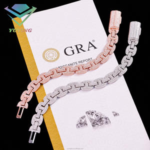 Hip Hop Diamond Jewelry Vvs <b>Moissanite</b> 925 Silver 12mm wide Iced Out for Men Cuban <b>Moissanite</b> Bracelet <b>chain</b> - Product Image 2