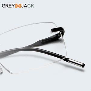 Monturas de Gafas Metálicas Sin Aro Greyjack para Hombre, Diseño Minimalista, Lentes AC, Ancho Medio, Puente Nasal Estándar, Origen Wenzhou - Product Image 1