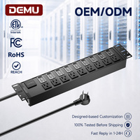 PDU 19 pouces pour montage en rack, 9 prises américaines avec interrupteurs individuels, protection contre les surtensions 2100J, ETL FCC, 14 AWG