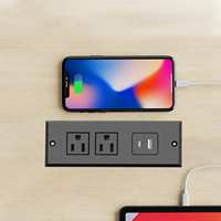 Prise de courant encastrable pour meuble, 2 prises CA, USB-C, USB-A, station de charge de bureau intégrée pour armoire, table de chevet, usage hôtelier