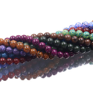 Barniz para hornear de 8MM y 10mm, cuentas redondas de cristal teñidas, <span class=keywords><strong>pintura</strong></span> de mármol colorido, cuentas redondas de cristal para fabricación de joyería, pulseras DIY - Product Image 4