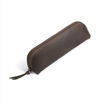 Pochette à crayons vintage en cuir véritable, fabriquée à la main, avec fermeture éclair rétro, pour le bureau, l'école et les fournitures scolaires, vente en gros par RR Factory