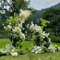 Arreglo Floral de Hortensias Verdes Esponjosas para Fondo de Boda de Lujo, Decoración de Arco, Panel KT, Accesorios para Eventos, Pasillo y Escenario