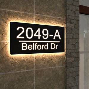 Señal de número de casa retroiluminada LED, señal de número de casa moderna, números de casa iluminados, señal de Casa de metal personalizada, placa de dirección - Product Image 4