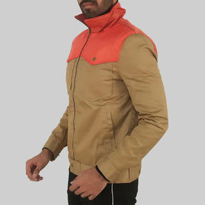 Chaqueta de algodón marrón lisa para hombre Austin – Prenda exterior informal clásica con cremallera, múltiples bolsillos, cuello alto - Product Image 3