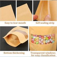Sacs en papier Kraft brun 1kg 500g à fond plat avec fenêtre compostable de qualité alimentaire épices café Ziplock Stand up Pouch