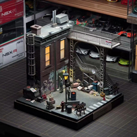 Modèle de scène de rue en plastique à l'échelle 1/64, maison miniature 15x15cm, diorama de ville miniature avec voiture
