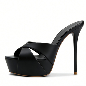 <span class=keywords><strong>Mules</strong></span> <span class=keywords><strong>à</strong></span> talons hauts et fins <span class=keywords><strong>à</strong></span> brides croisées <span class=keywords><strong>pour</strong></span> <span class=keywords><strong>femme</strong></span>, grande taille 45, sandales <span class=keywords><strong>plateforme</strong></span> d'été <span class=keywords><strong>à</strong></span> bout ouvert et talons aiguilles - Product Image 2