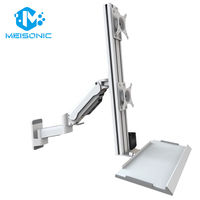 Meisonic T8-GA02KB-SPA Nouveau bras de moniteur double écran à ressort à gaz, support mural industriel pour ordinateur, VESA, aluminium robuste