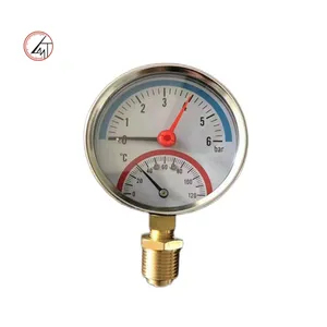 Pengukur tekanan air gabungan thermo-manometer baja hitam kualitas tinggi