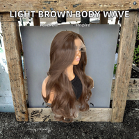 6 #   Perruques Lace Front Futura Brun Clair Ondulées avec Ligne de Cheveux Naturelle, Semi-Attachées à la Main, Sans Colle, pour Femmes Noires, Longues, Densité 150%, 24 pouces de hauteur
