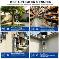 Échelle télescopique moderne en acier inoxydable 2,5M+2,5M certifiée CE, capacité 150kg, portable pour la maison, l'extérieur, les escaliers et la salle de sport