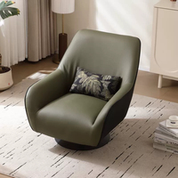 Fauteuil pivotant élégant en cuir olive et noir JP pour le loisir, design enveloppant incurvé pour salon/chambre à coucher, luxe