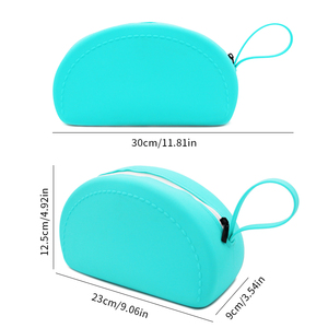 Sac de maquillage imperméable personnalisé, sac de toilette pour pinceaux, sac cosmétique en silicone à fermeture éclair de grande capacité pour les voyages, vente en gros - Product Image 6