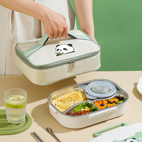 Boîte à lunch isotherme en acier inoxydable 304 pour étudiants avec motif panda, capacité de 1 à 2 L, boîte à lunch scellée mignonne