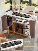 Ensemble table et chaises de balcon pour usage domestique, table à thé mobile avec plateau en pierre, bouilloire intégrée, petite table à thé rotative