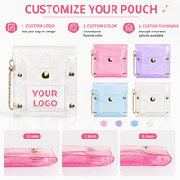 PVC EVA Mini Rose Transparent Clé Rouge À Lèvres Anneau Sac Paillettes Carte Pochette Avec Chaîne