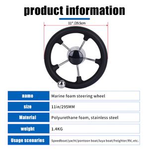 <span class=keywords><strong>Volant</strong></span> de <span class=keywords><strong>bateau</strong></span> en acier inoxydable de qualité marine à 5 branches avec poignée et bouton en mousse noire pour bateaux - Product Image 6