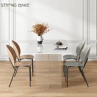Nordic Clear Acrylic Base Esstisch Minimalisti scher 8-Sitzer Moderner Luxus-Esstisch aus weißem Sinter stein