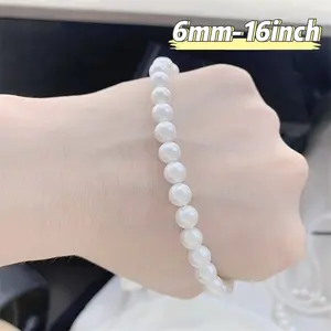 Wholesale 4mm Pearl Jewelry Necklace Custom Logo Charm Pendant Freshwater Shell Pearl Bead Chain Necklace For Women