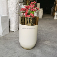Vas Lantai Stainless Steel India Modern, Pot Bunga Besar, Planter Tinggi, Tahan Karat, Buatan Tangan, Dekorasi Rumah & Pernikahan
