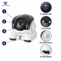 Robot caméra WiFi pour animaux de compagnie, robot de surveillance à distance mobile avec audio bidirectionnel et détection de mouvement, vidéo HD