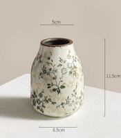 Vase en céramique artisanal vintage TG avec motif de vigne florale, vase décoratif élégant pour la maison et la décoration de mariage