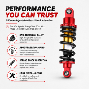 Amortisseur arrière réglable pour moto 250 mm, suspension pour ATV Apollo Stomp 50cc 70cc 90cc 110cc <span class=keywords><strong>125cc</strong></span> 150cc SSR125 CRF50 - Product Image 3