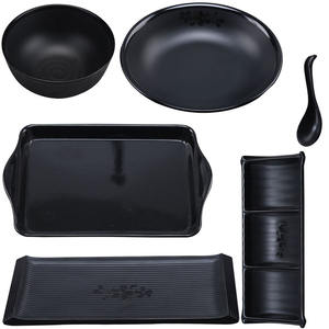 Service de table noir d'inspiration japonaise - <span class=keywords><strong>Kit</strong></span> de vaisselle complet avec bols, assiettes et baguettes pour le <span class=keywords><strong>ramen</strong></span>, les sushis et les amuse-gueules - Product Image 6
