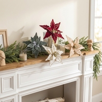 Décoration de Noël : Branche artificielle pour sapin de Noël en velours, 26 cm, couleurs Bourgogne, Vert Forêt, Blanc, Or, Or Champagne