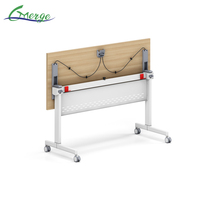 Table de formation modulaire pliable et extensible au design moderne avec roulettes, structure en fer, gain de place, bureau imbriqué, garantie 5 ans pour le bureau