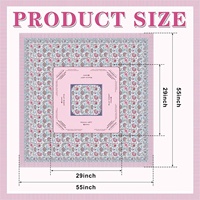 Nappe de mahjong 55" x 55" à motif floral, carrée, en polyester, pour fêtes et événements (rose bonbon)