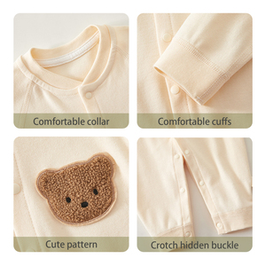 Tutina per Neonati Unisex 100% Cotone Biologico, Abbigliamento Confortevole con Stampe Cartoon per Bambini da 0 a <span class=keywords><strong>18</strong></span> <span class=keywords><strong>Mesi</strong></span>, Vestiti da Casa per Neonati con Motivi Carini - Product Image 2
